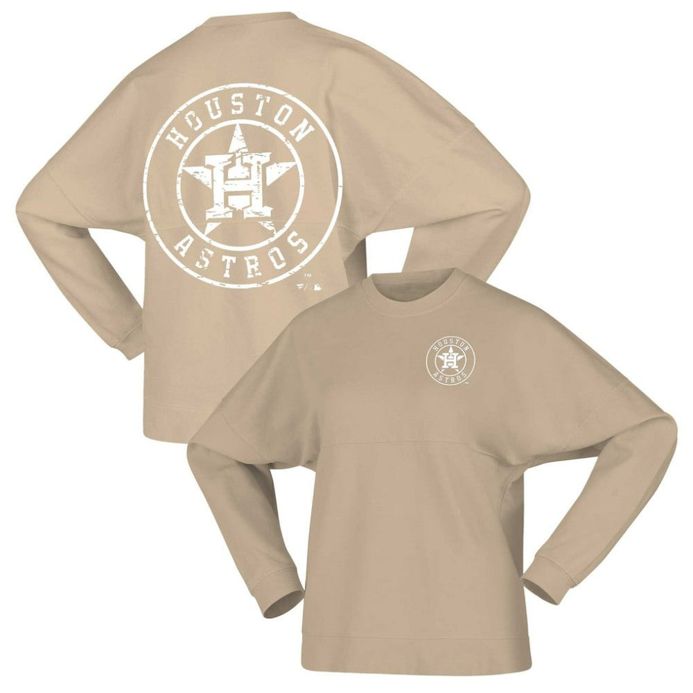 Houston Astros Fanatics Women's Branded Fleece Pullover Sweatshirt - Tan Pullover