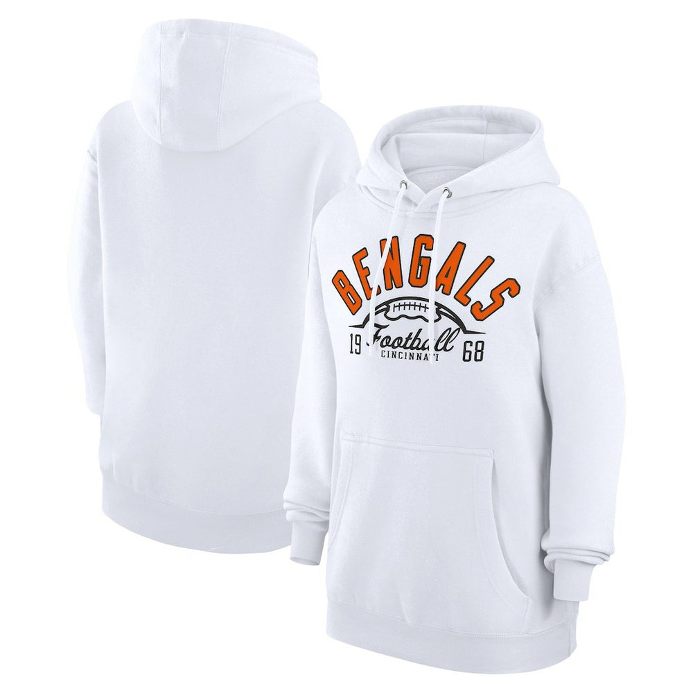 Cincinnati Bengals Starter Unisex Half Ball Team Fleece Pullover Hoodie - White Hoodies