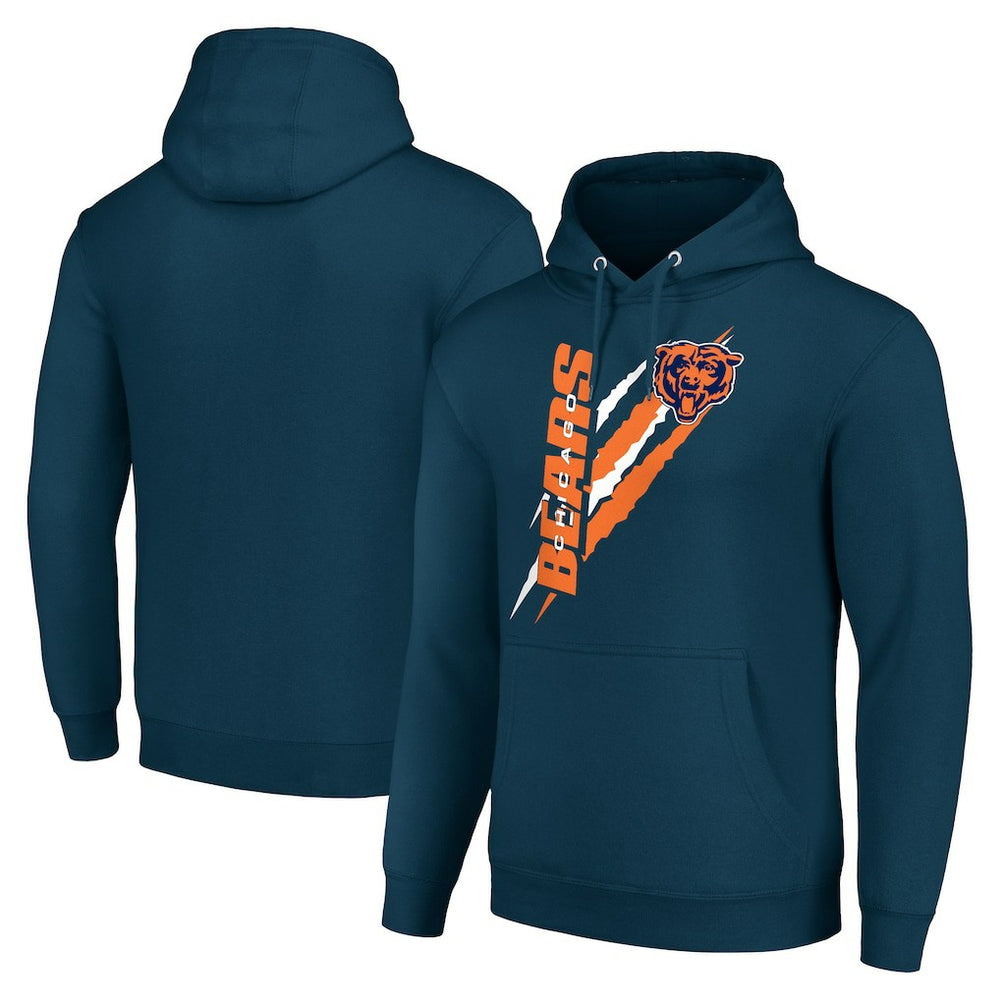 Chicago Bears Starter Unisex Color Scratch Fleece Pullover Hoodie - Navy Hoodies