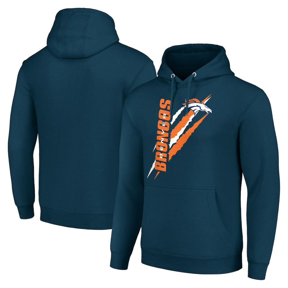 Denver Broncos Starter Unisex Color Scratch Fleece Pullover Hoodie - Navy Hoodies