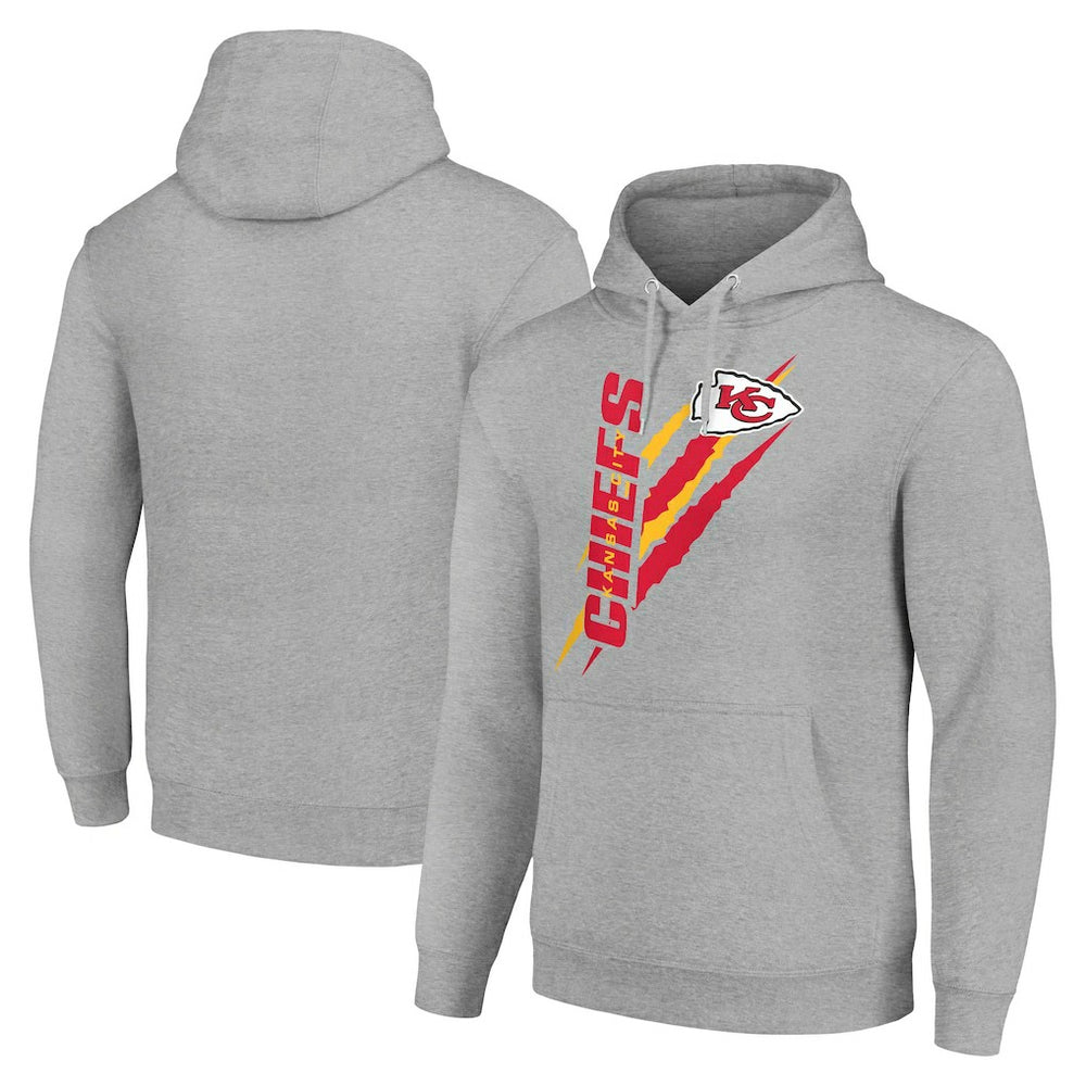 Kansas City Chiefs Starter Unisex Color Scratch Fleece Pullover Hoodie - Heather Gray Hoodies