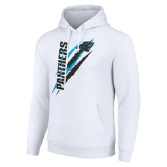 Carolina Panthers Starter Unisex Color Scratch Fleece Pullover Hoodie - White Hoodies