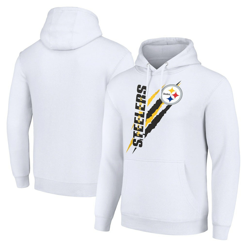 Pittsburgh Steelers Starter Unisex Color Scratch Fleece Pullover Hoodie - White Hoodies