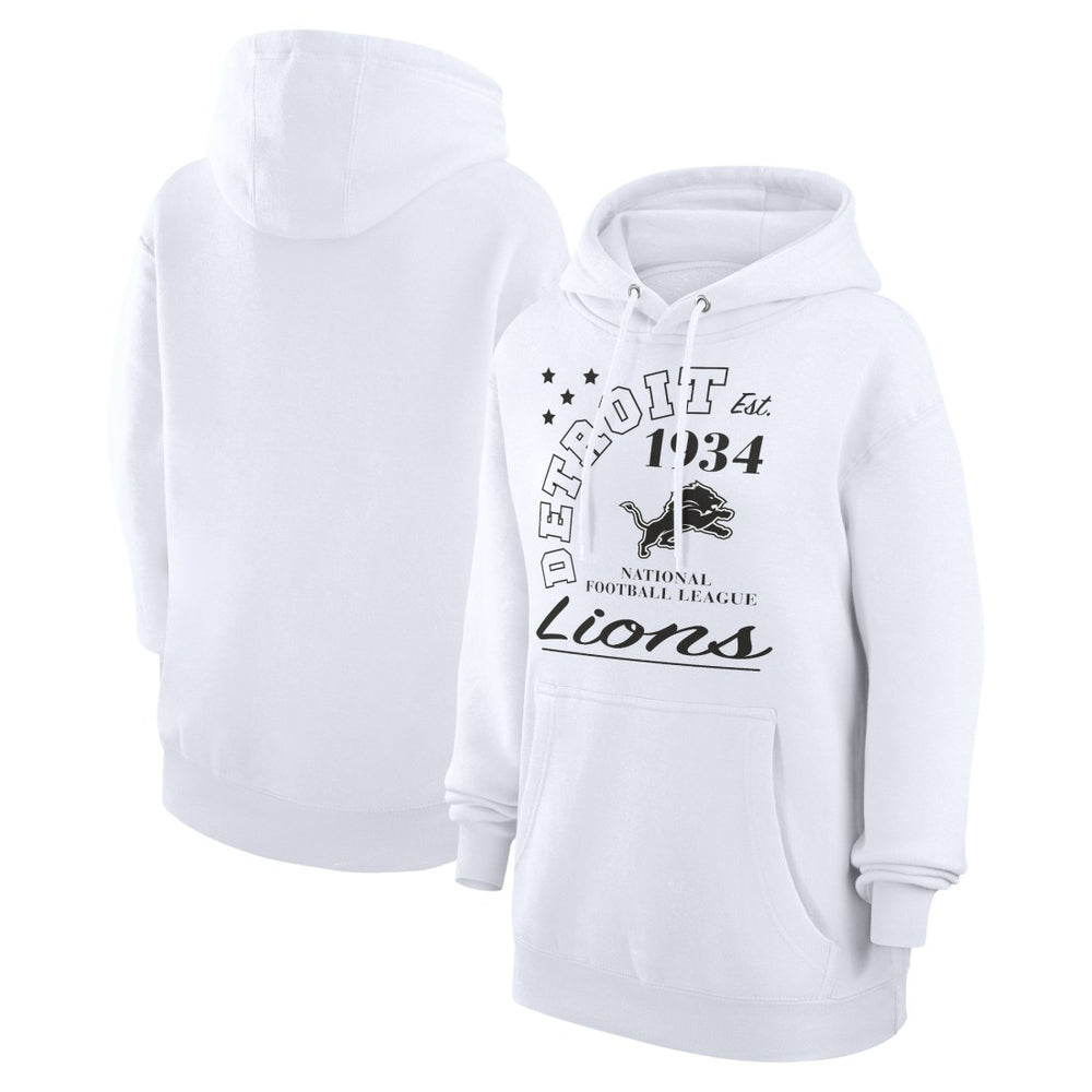 Detroit Lions Starter Unisex Arch Team Fleece Pullover Hoodie - White Hoodies