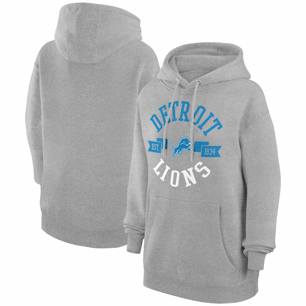 Detroit Lions G-III 4Her by Carl Banks Women's City Graphic Team Fleece Pullover Hoodie - Heather Gray Hoodies