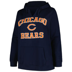 Chicago Bears Women's Plus Size Heart and Soul V-Neck Pullover Hoodie - Navy Hoodies