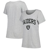 Las Vegas Raiders Women's Plus Size Arch Over Logo T-Shirt - Heather Gray T-shirts