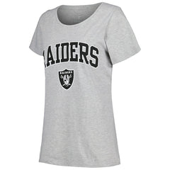 Las Vegas Raiders Women's Plus Size Arch Over Logo T-Shirt - Heather Gray T-shirts
