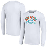 Miami Dolphins Starter Half Ball Team Long Sleeve T-Shirt - White T-shirts