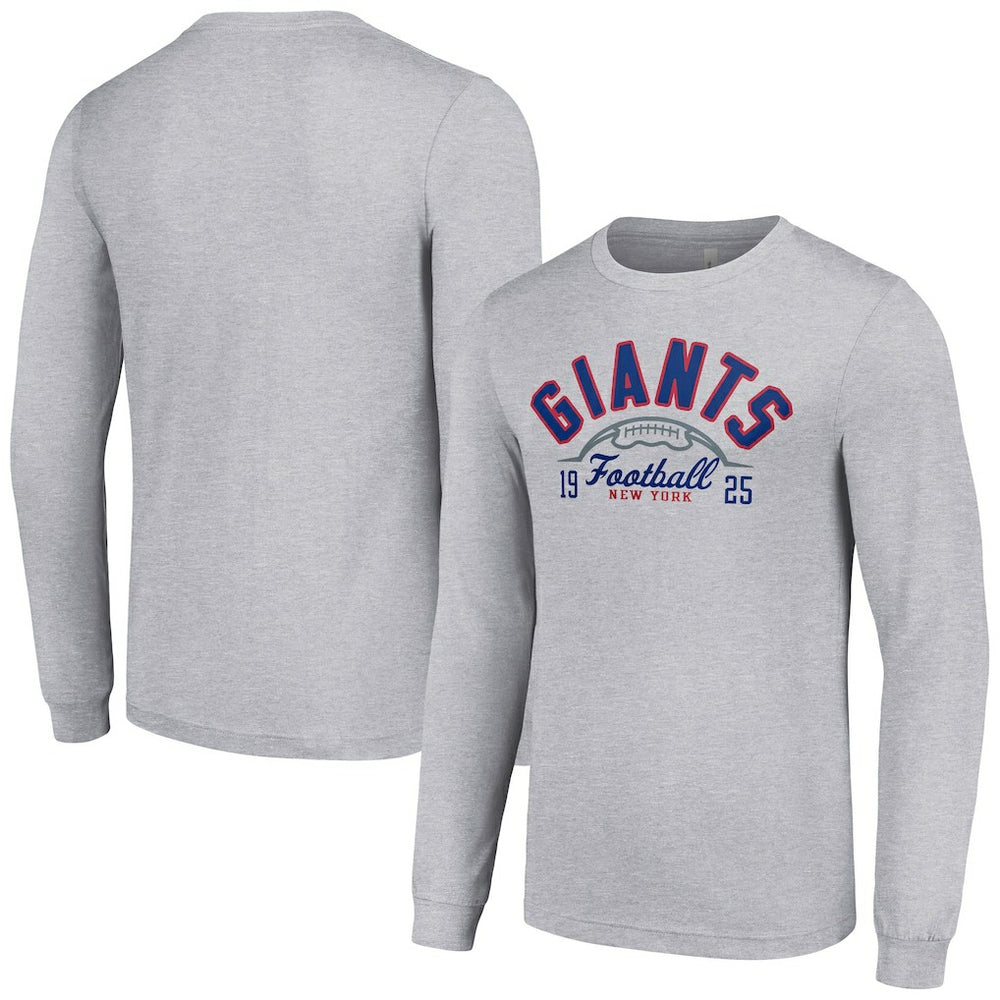 New York Giants Starter Half Ball Team Long Sleeve T-Shirt - Heather Gray T-shirts