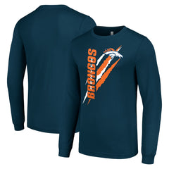 Denver Broncos Starter Color Scratch Long Sleeve T-Shirt - Navy T-shirts