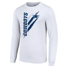 Dallas Cowboys Starter Color Scratch Long Sleeve T-Shirt - White T-shirts