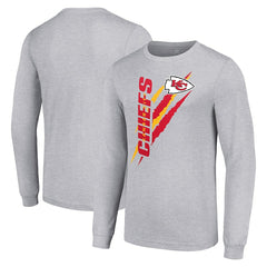 Kansas City Chiefs Starter Color Scratch Long Sleeve T-Shirt - Heather Gray T-shirts