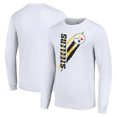 Pittsburgh Steelers Starter Color Scratch Long Sleeve T-Shirt - White T-shirts