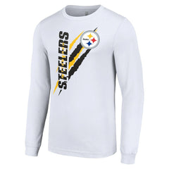 Pittsburgh Steelers Starter Color Scratch Long Sleeve T-Shirt - White T-shirts