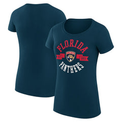 Florida Panthers G-III 4Her by Carl Banks Women's Super-Slim Fit Lightweight City Graphic Sport Crewneck T-Shirt - Navy | US 200593009
