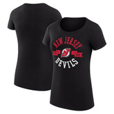 New Jersey Devils G-III 4Her by Carl Banks Women's Super-Slim Fit Lightweight City Graphic Sport Crewneck T-Shirt - Black | US 200593027