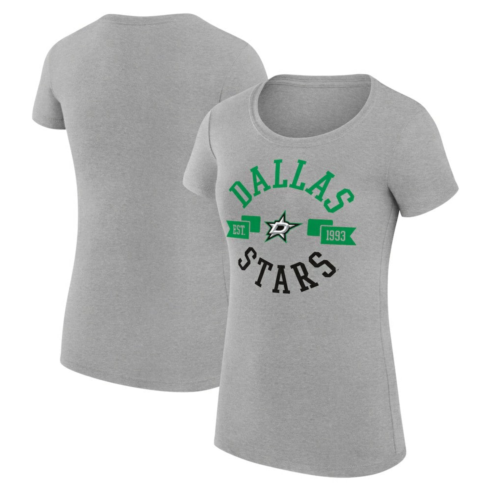 Dallas Stars G-III 4Her by Carl Banks Women's Super-Slim Fit Lightweight City Graphic Sport Crewneck T-Shirt - Heather Gray | US 200593053