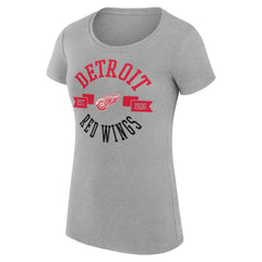 Detroit Red Wings G-III 4Her by Carl Banks Women's Super-Slim Fit Lightweight City Graphic Sport Crewneck T-Shirt - Heather Gray | US 200593054