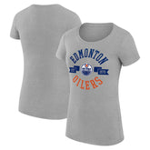 Edmonton Oilers G-III 4Her by Carl Banks Women's Super-Slim Fit Lightweight City Graphic Sport Crewneck T-Shirt - Heather Gray | US 200593055