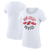 New Jersey Devils G-III 4Her by Carl Banks Women's Super-Slim Fit Lightweight City Graphic Sport Crewneck T-Shirt - White | US 200593091