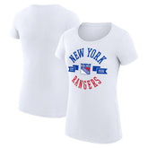 New York Rangers G-III 4Her by Carl Banks Women's Super-Slim Fit Lightweight City Graphic Sport Crewneck T-Shirt - White | US 200593095