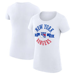 New York Rangers G-III 4Her by Carl Banks Women's Super-Slim Fit Lightweight City Graphic Sport Crewneck T-Shirt - White | US 200593095