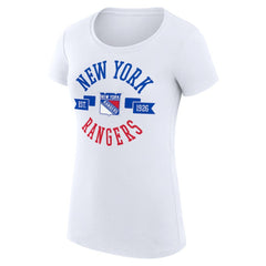 New York Rangers G-III 4Her by Carl Banks Women's Super-Slim Fit Lightweight City Graphic Sport Crewneck T-Shirt - White | US 200593095