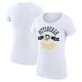 Pittsburgh Penguins G-III 4Her by Carl Banks Women's Super-Slim Fit Lightweight City Graphic Sport Crewneck T-Shirt - White | US 200593099