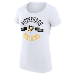 Pittsburgh Penguins G-III 4Her by Carl Banks Women's Super-Slim Fit Lightweight City Graphic Sport Crewneck T-Shirt - White | US 200593099