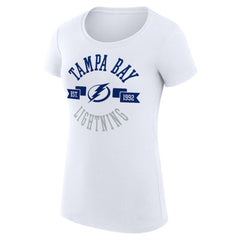Tampa Bay Lightning G-III 4Her by Carl Banks Women's Super-Slim Fit Lightweight City Graphic Sport Crewneck T-Shirt - White | US 200593103