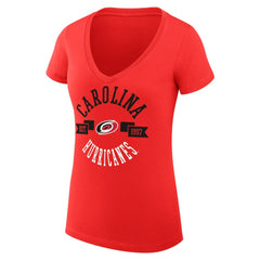 Carolina Hurricanes G-III 4Her by Carl Banks Women's Super-Slim Fit Lightweight City Graphic V-Neck T-Shirt - Red | US 200593324