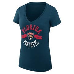 Florida Panthers G-III 4Her by Carl Banks Women's Super-Slim Fit Lightweight City Graphic V-Neck T-Shirt - Navy | US 200593334