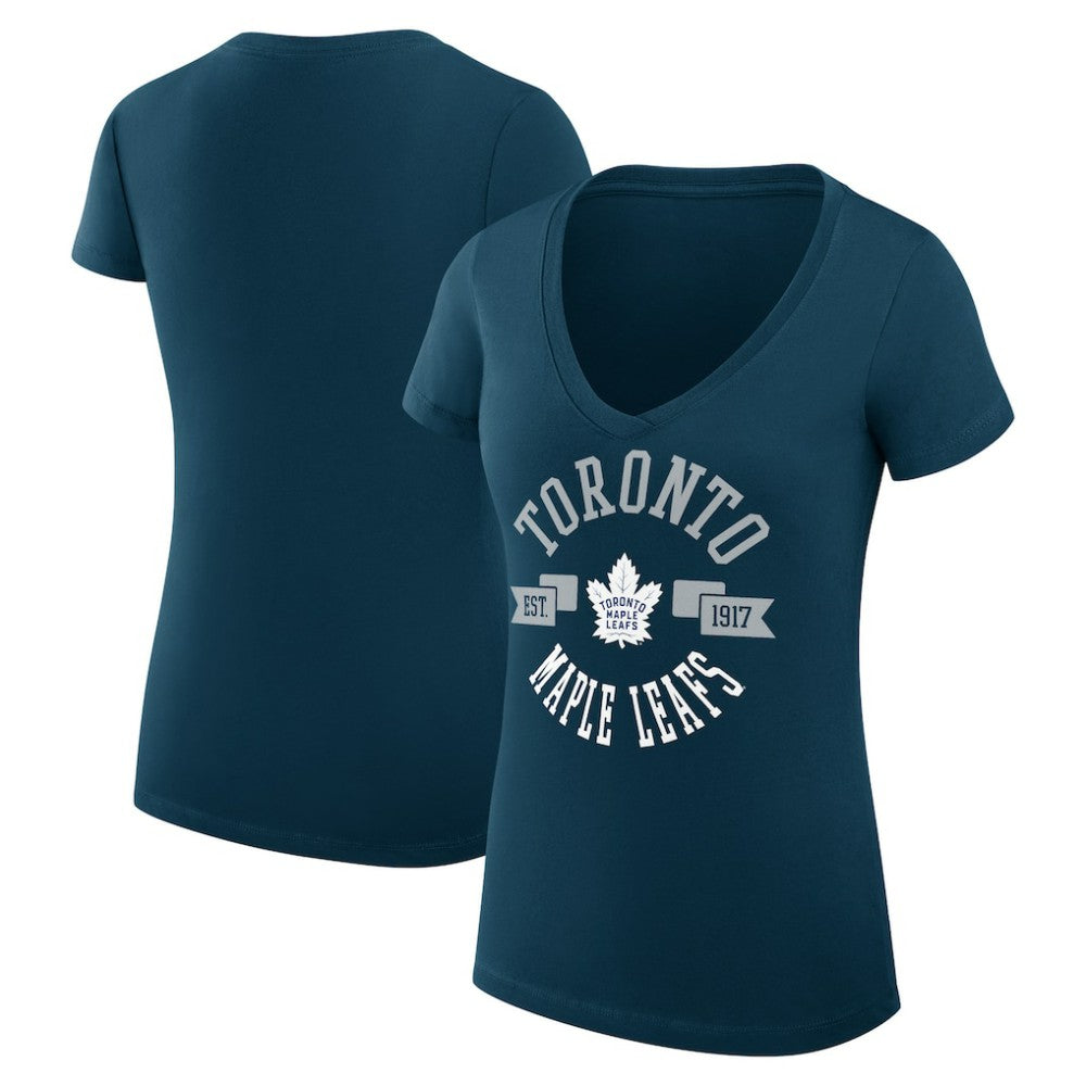 Toronto Maple Leafs G-III 4Her by Carl Banks Women's Super-Slim Fit Lightweight City Graphic V-Neck T-Shirt - Navy | US 200593339