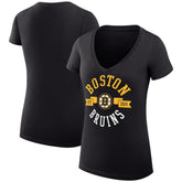 Boston Bruins G-III 4Her by Carl Banks Women's Super-Slim Fit Lightweight City Graphic V-Neck T-Shirt - Black | US 200593349