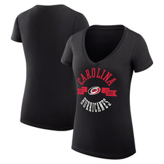 Carolina Hurricanes G-III 4Her by Carl Banks Women's Super-Slim Fit Lightweight City Graphic V-Neck T-Shirt - Black | US 200593350