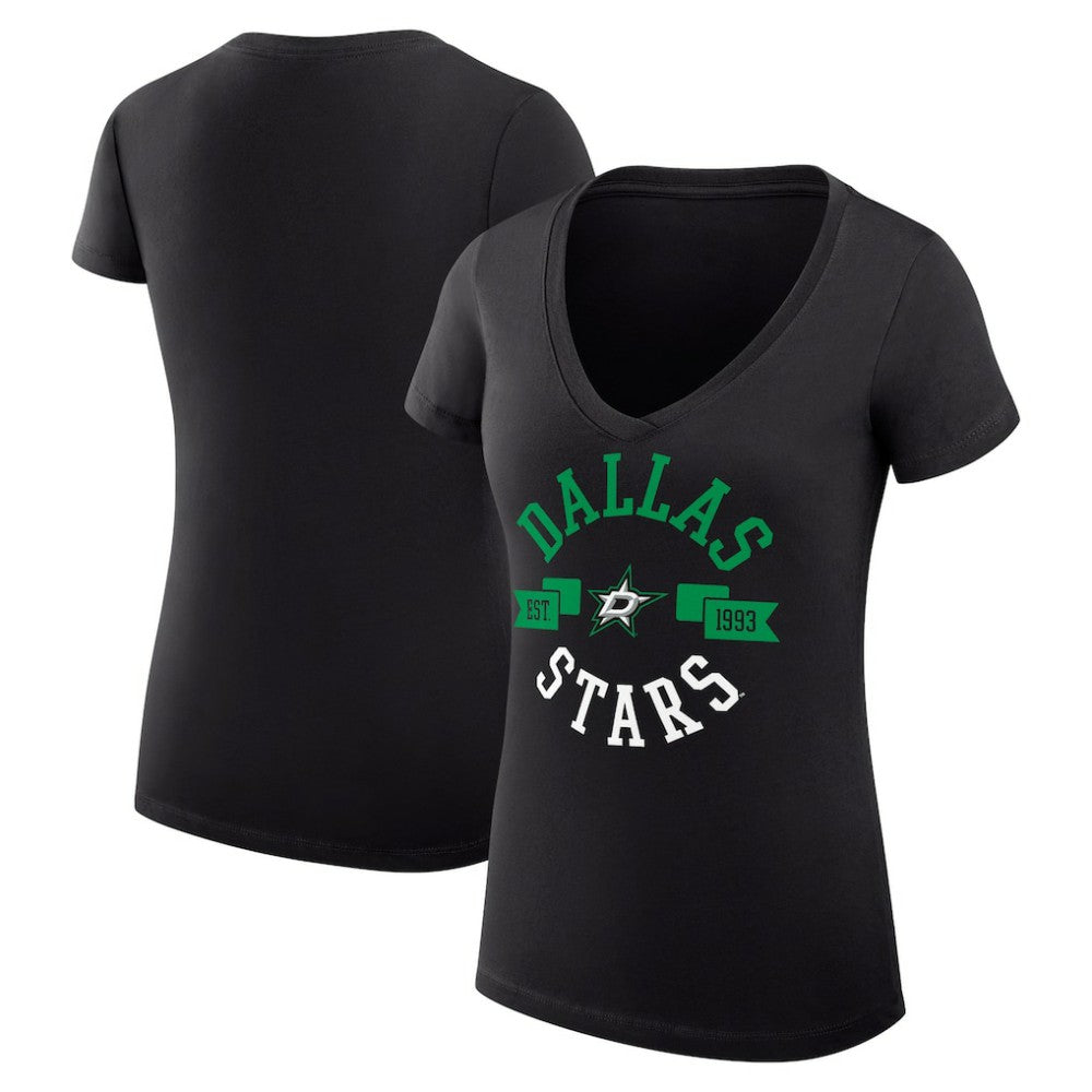 Dallas Stars G-III 4Her by Carl Banks Women's Super-Slim Fit Lightweight City Graphic V-Neck T-Shirt - Black | US 200593353