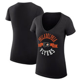 Philadelphia Flyers G-III 4Her by Carl Banks Women's Super-Slim Fit Lightweight City Graphic V-Neck T-Shirt - Black | US 200593359