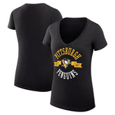 Pittsburgh Penguins G-III 4Her by Carl Banks Women's Super-Slim Fit Lightweight City Graphic V-Neck T-Shirt - Black | US 200593361
