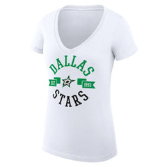 Dallas Stars G-III 4Her by Carl Banks Women's Super-Slim Fit Lightweight City Graphic V-Neck T-Shirt - White | US 200593384