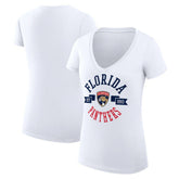 Florida Panthers G-III 4Her by Carl Banks Women's Super-Slim Fit Lightweight City Graphic V-Neck T-Shirt - White | US 200593391