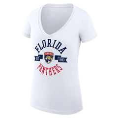 Florida Panthers G-III 4Her by Carl Banks Women's Super-Slim Fit Lightweight City Graphic V-Neck T-Shirt - White | US 200593391