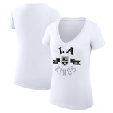 Los Angeles Kings G-III 4Her by Carl Banks Women's Super-Slim Fit Lightweight City Graphic V-Neck T-Shirt - White | US 200593393