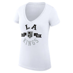 Los Angeles Kings G-III 4Her by Carl Banks Women's Super-Slim Fit Lightweight City Graphic V-Neck T-Shirt - White | US 200593393
