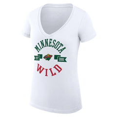 Minnesota Wild G-III 4Her by Carl Banks Women's Super-Slim Fit Lightweight City Graphic V-Neck T-Shirt - White | US 200593395
