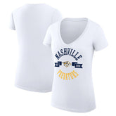 Nashville Predators G-III 4Her by Carl Banks Women's Super-Slim Fit Lightweight City Graphic V-Neck T-Shirt - White | US 200593400
