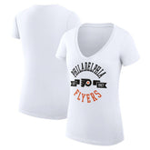 Philadelphia Flyers G-III 4Her by Carl Banks Women's Super-Slim Fit Lightweight City Graphic V-Neck T-Shirt - White | US 200593411