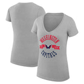 Washington Capitals G-III 4Her by Carl Banks Women's Super-Slim Fit Lightweight City Graphic V-Neck T-Shirt - Heather Gray | US 200593422