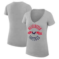 Washington Capitals G-III 4Her by Carl Banks Women's Super-Slim Fit Lightweight City Graphic V-Neck T-Shirt - Heather Gray | US 200593422