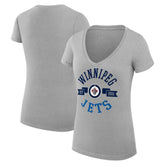 Winnipeg Jets G-III 4Her by Carl Banks Women's Super-Slim Fit Lightweight City Graphic V-Neck T-Shirt - Heather Gray | US 200593424